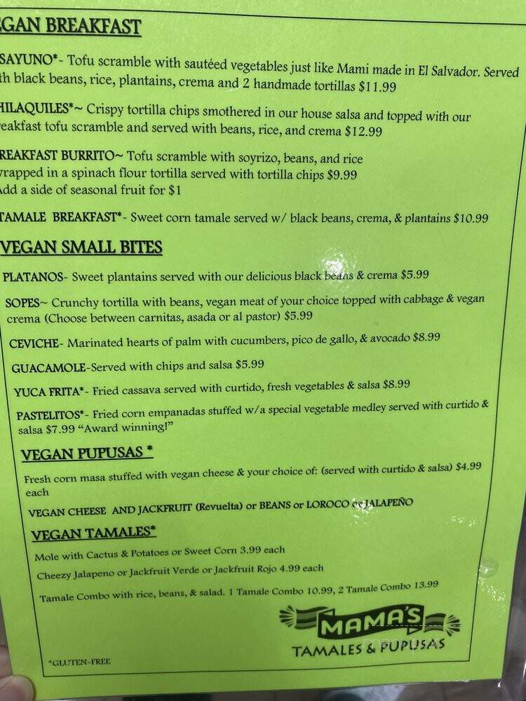 Mama's Hot Tamales Cafe - Los Angeles, CA menu_pic