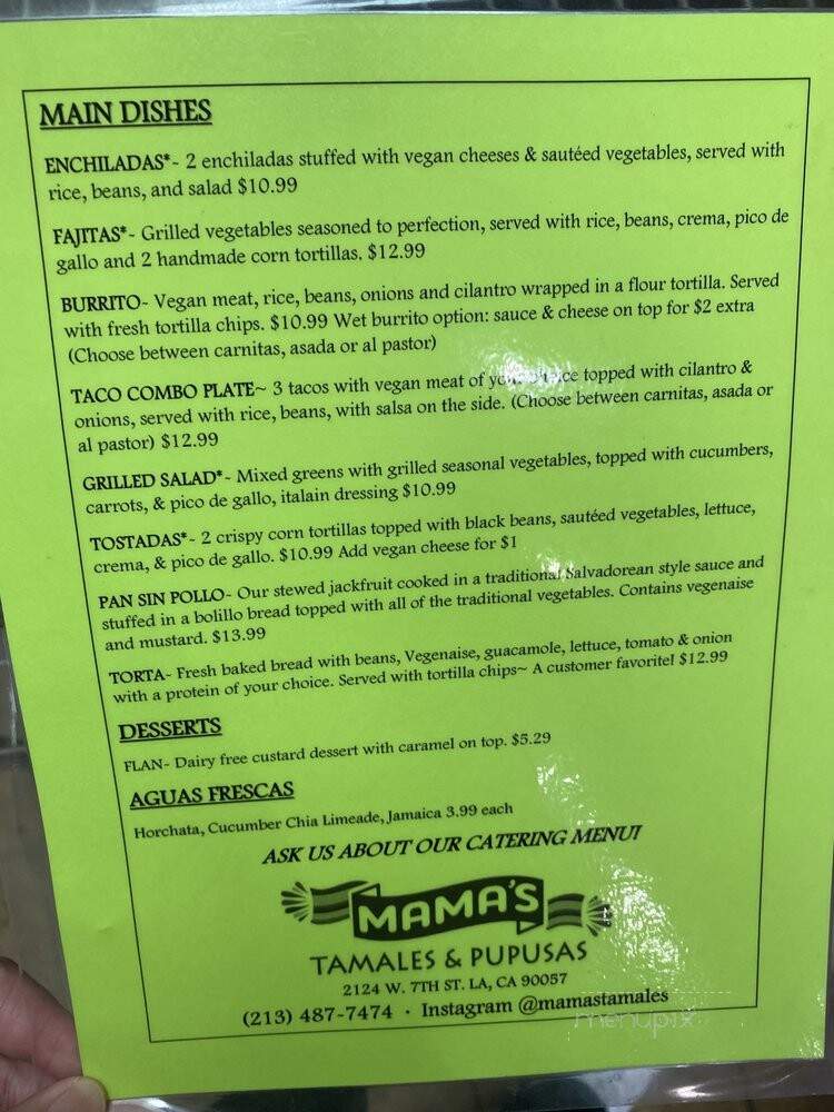 Mama's Hot Tamales Cafe - Los Angeles, CA menu_pic