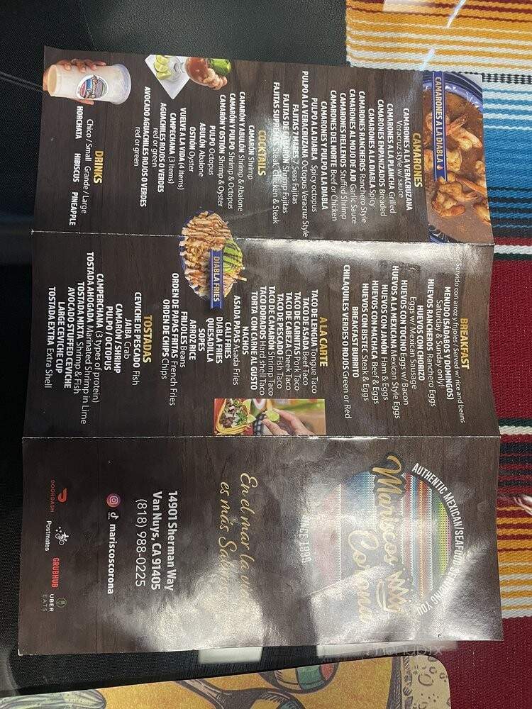 Mariscos Corona - Van Nuys, CA menu_pic