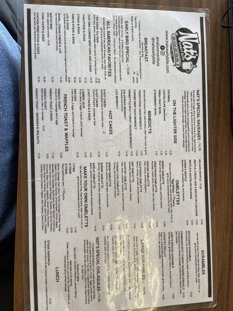 Nat's Early Bite - Van Nuys, CA menu_pic