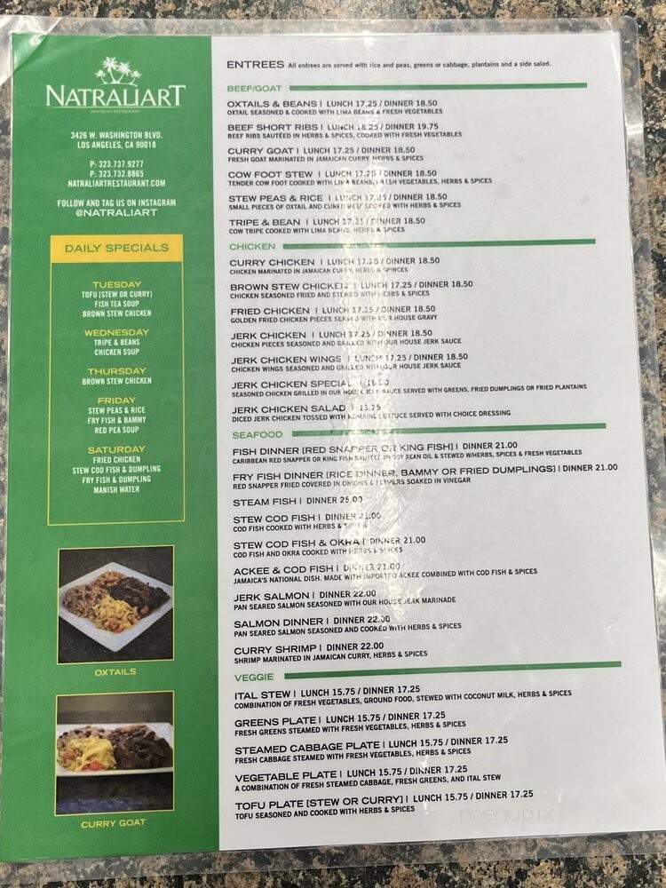 Natural Art Foods - Los Angeles, CA menu_pic