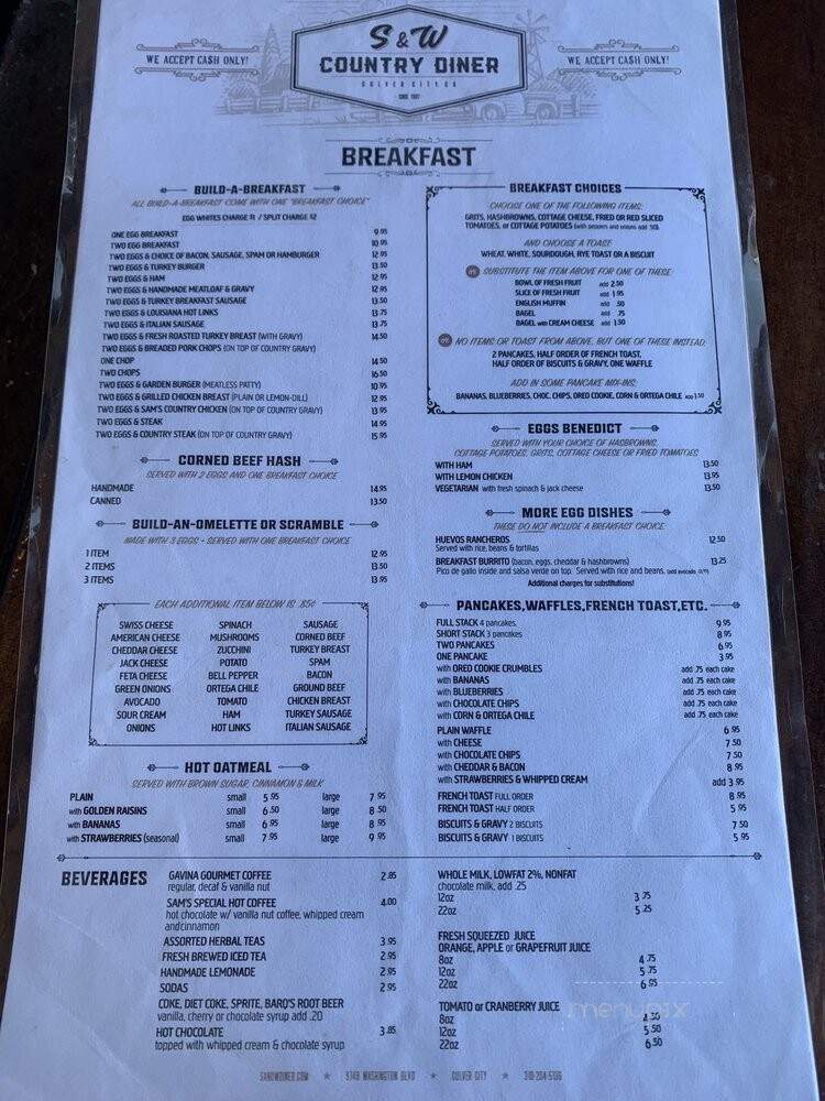 S & W Country Diner - Culver City, CA menu_pic