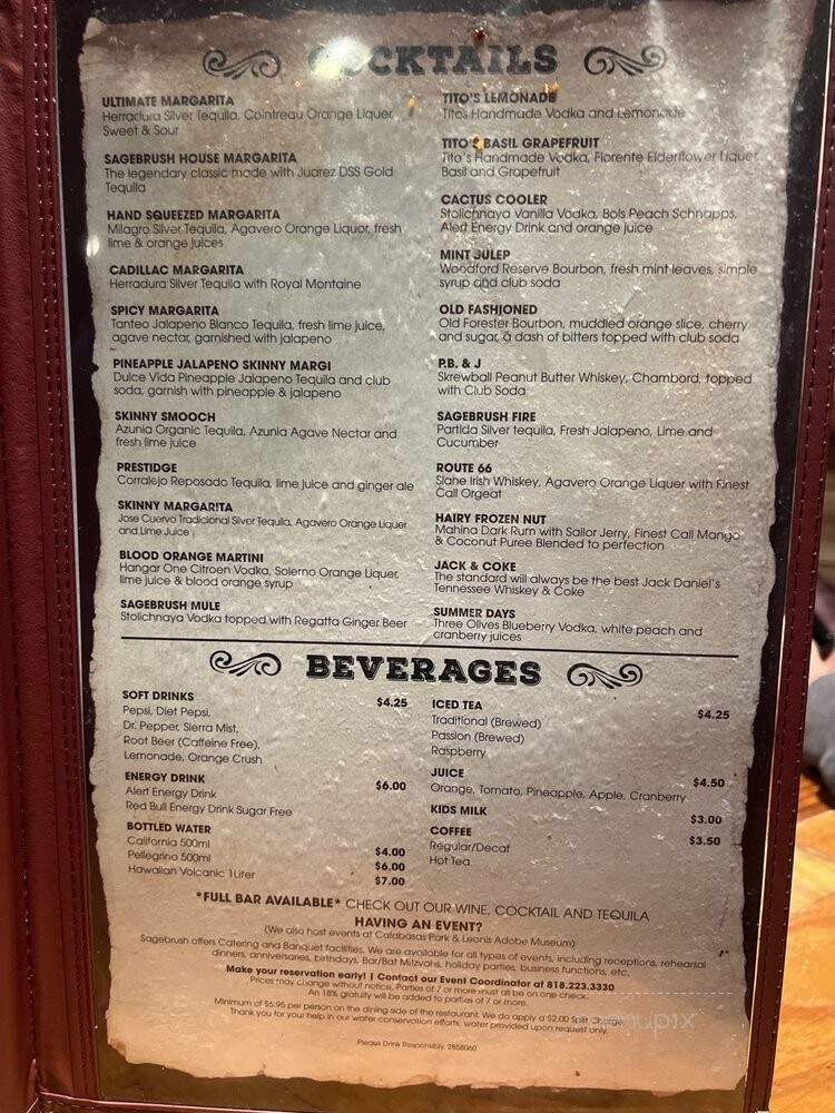 Sagebrush Cantina - Calabasas, CA menu_pic