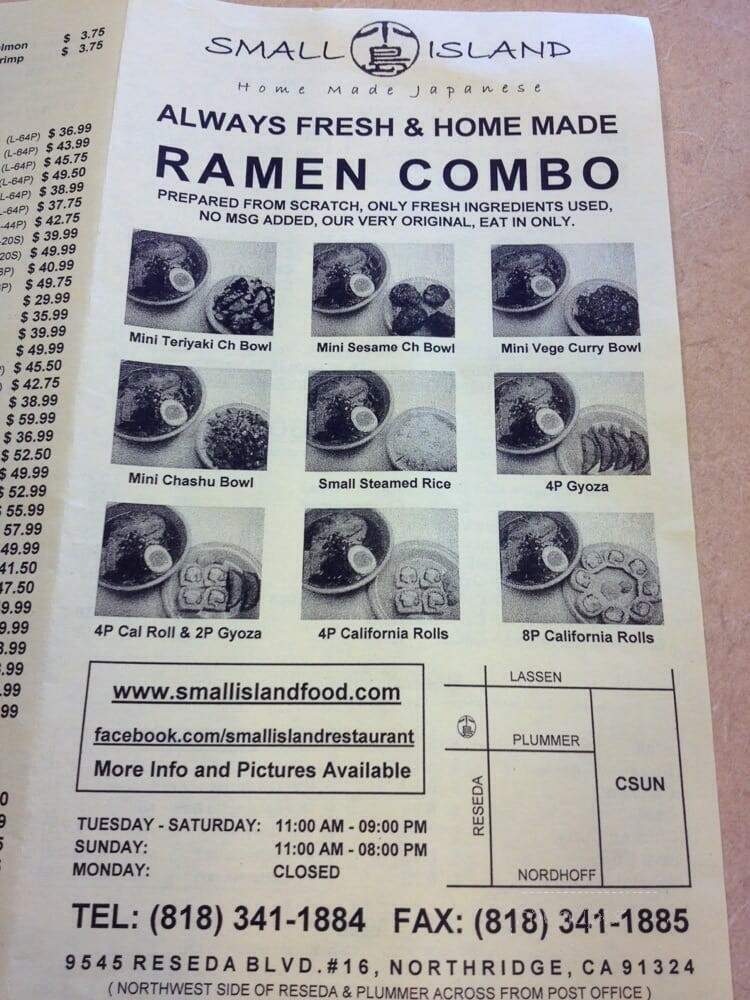 Small Island - Northridge, CA menu_pic