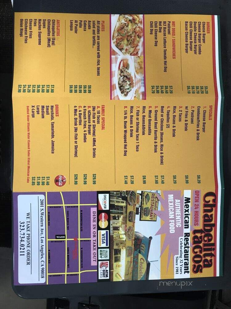 Taco Chabelita - Los Angeles, CA menu_pic