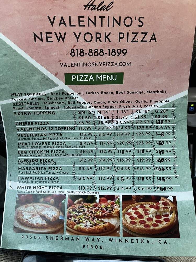 Valentino's New York Pizza - Canoga Park, CA menu_pic