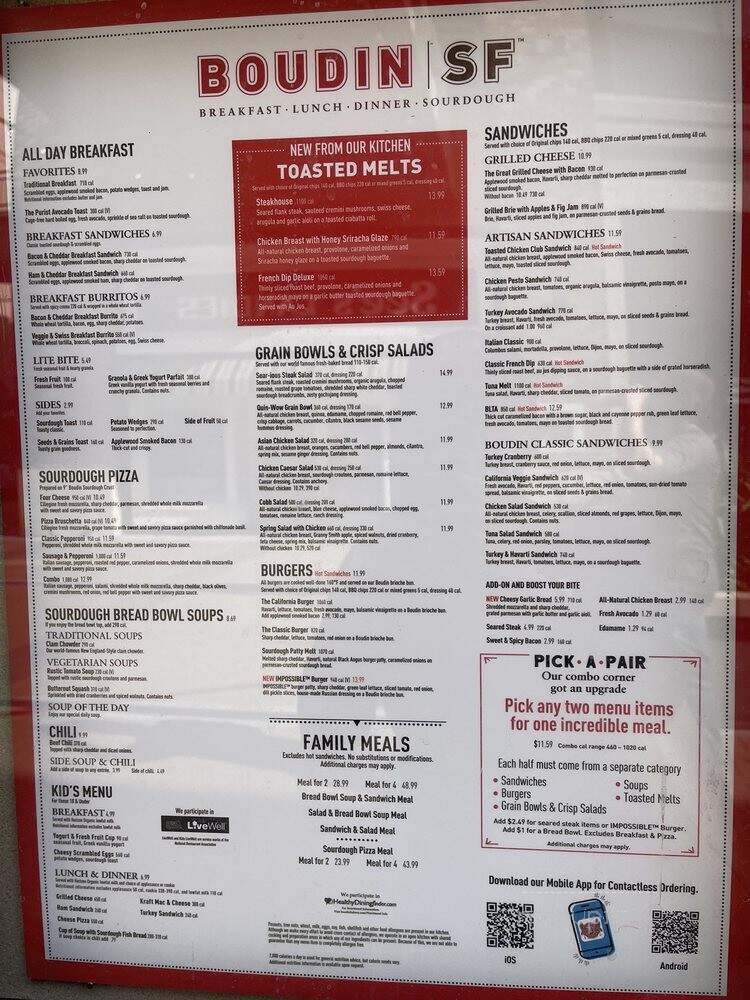 Boudin Sourdough Bakery & Cafe - Walnut Creek, CA menu_pic