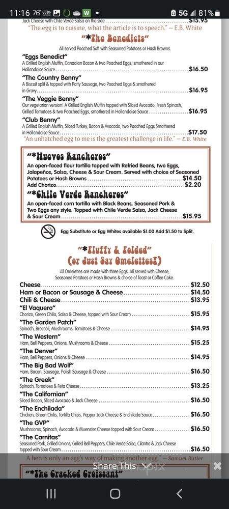 Cracked Egg - Las Vegas, NV menu_pic