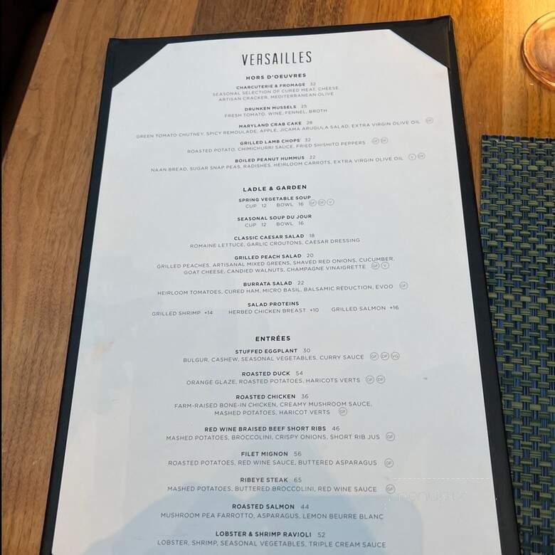 Versailles - Braselton, GA menu_pic