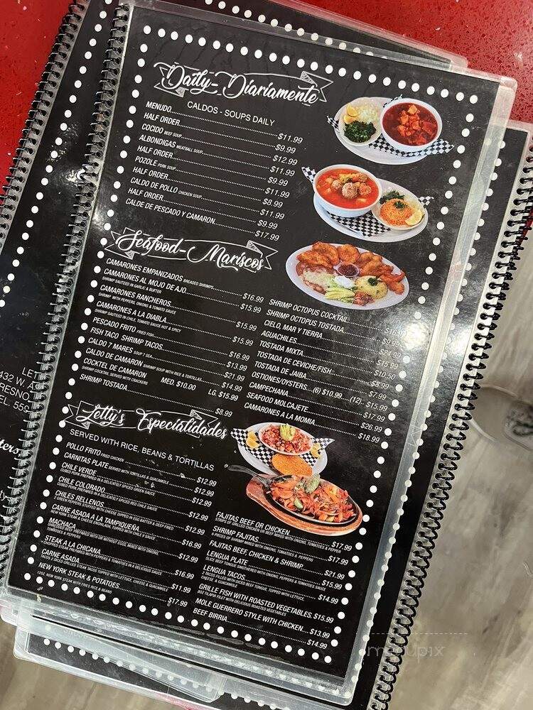 Lety's - Fresno, CA menu_pic