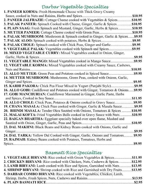 India Darbar - Appleton, WI menu_pic