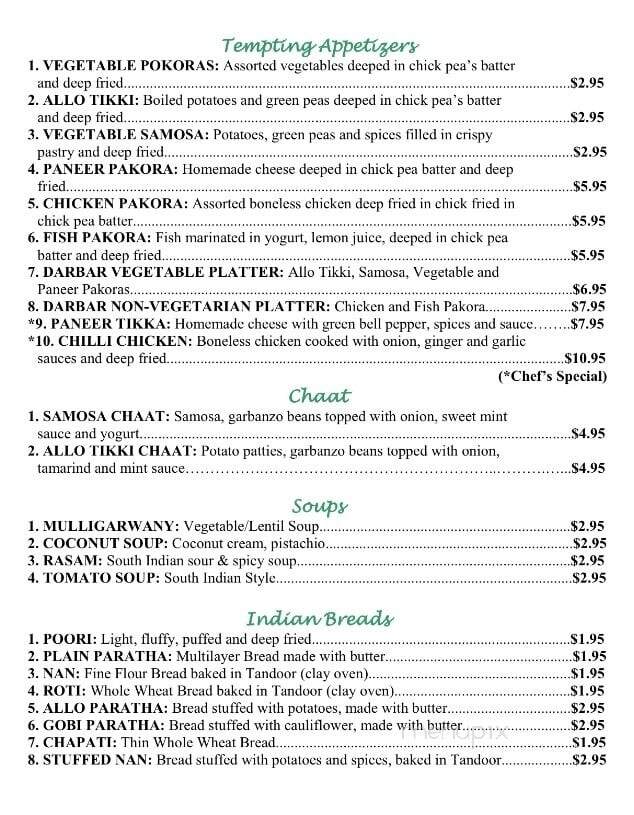 India Darbar - Appleton, WI menu_pic