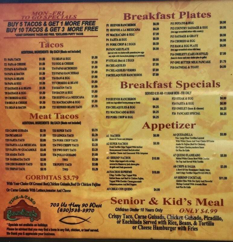 Tink A Tako 7 - Castroville, TX menu_pic
