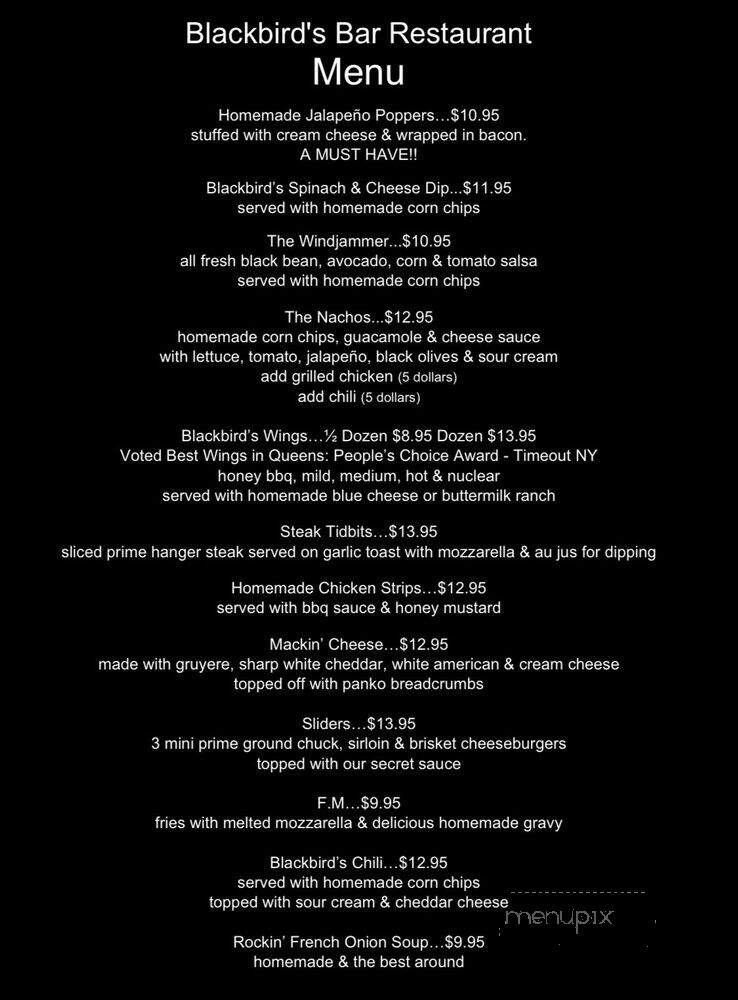 Blackbirds - Astoria, NY menu_pic