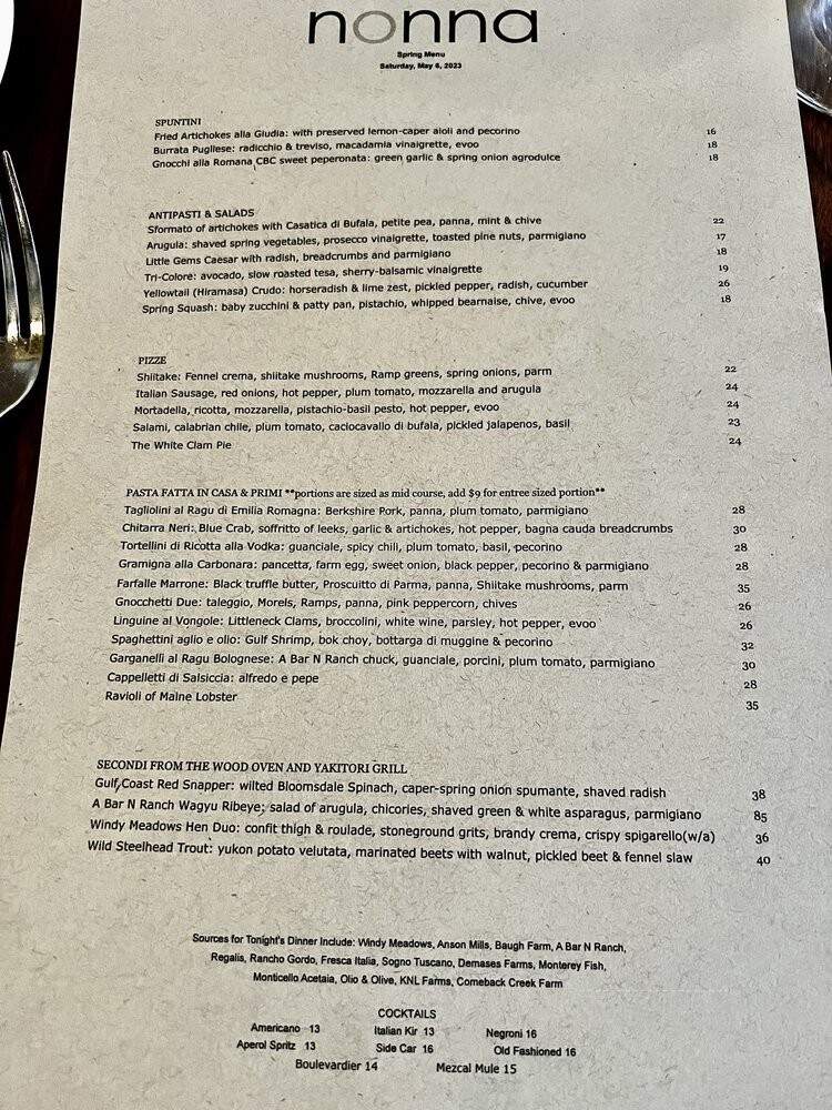 Nonna - Dallas, TX menu_pic