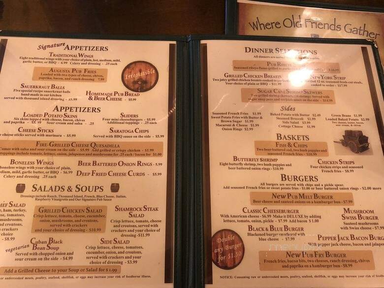 Augusta Irish Pub - Augusta, KY menu_pic