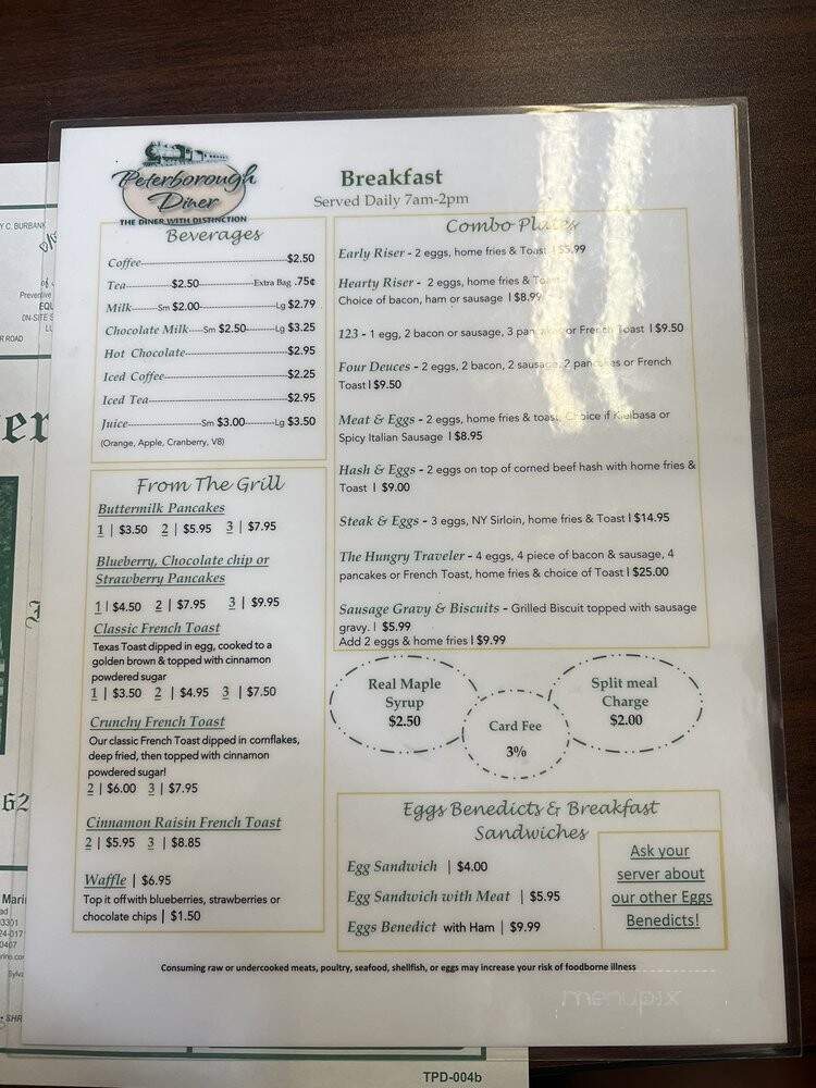 Peterborough Diner - Peterborough, NH menu_pic