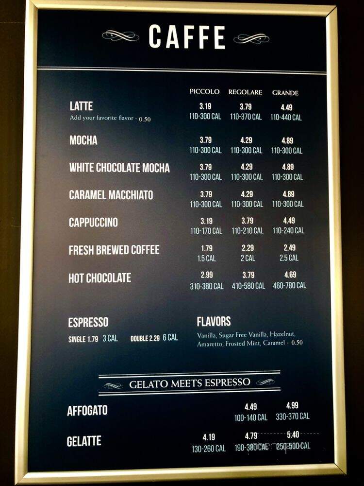 Paciugo Gelato E Caffe - Frisco, TX menu_pic