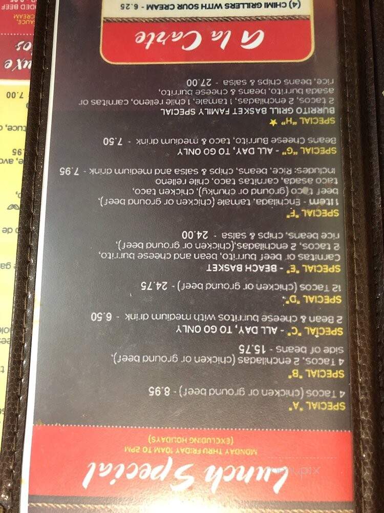 El Burrito Grill - Long Beach, CA menu_pic
