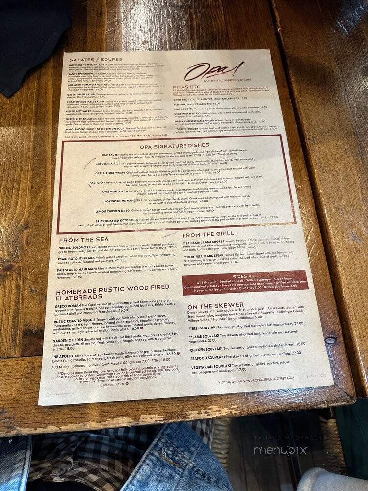 Opa! - San Jose, CA menu_pic