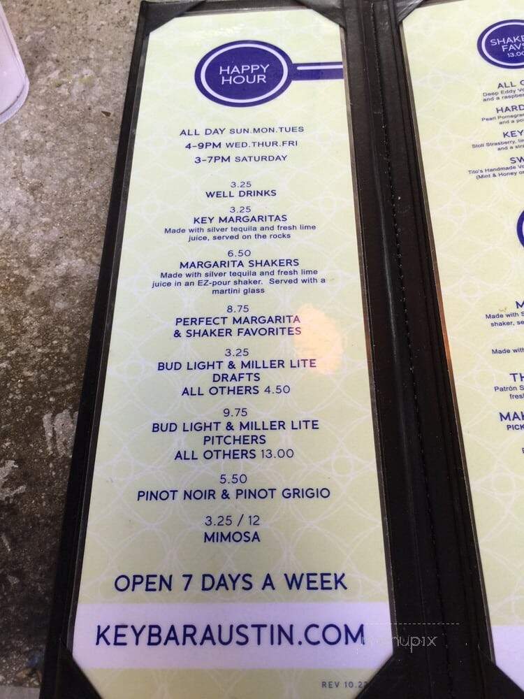 Key Bar - Austin, TX menu_pic