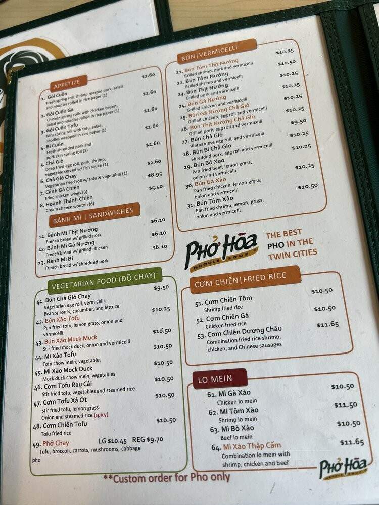 Pho Hoa - Minneapolis, MN menu_pic