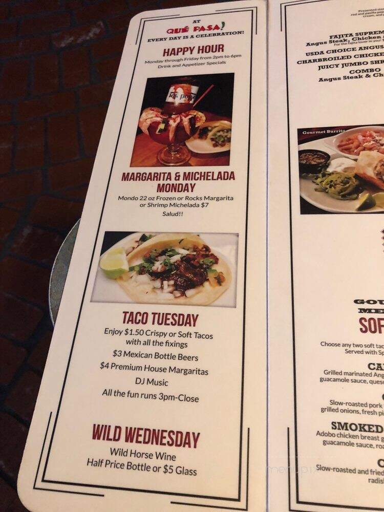 Que Pasa Mexican Cafe - Tulare, CA menu_pic