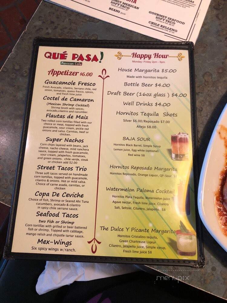 Que Pasa Mexican Cafe - Tulare, CA menu_pic