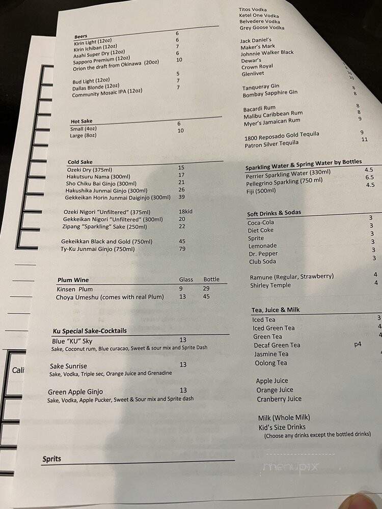 Ku Sushi & Japanese Cuisine - Dallas, TX menu_pic