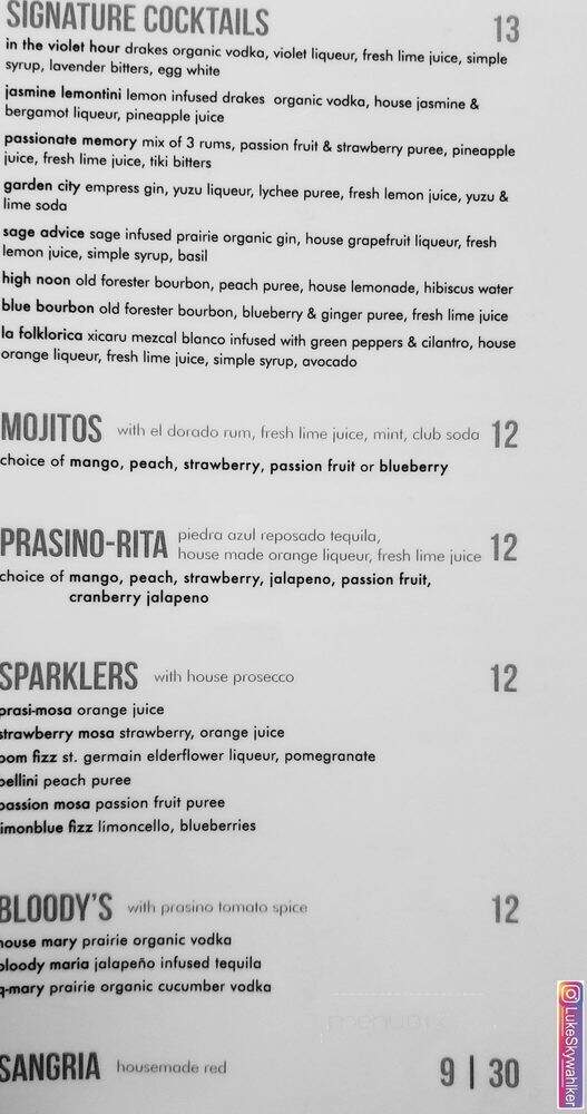 Prasino - La Grange, IL menu_pic
