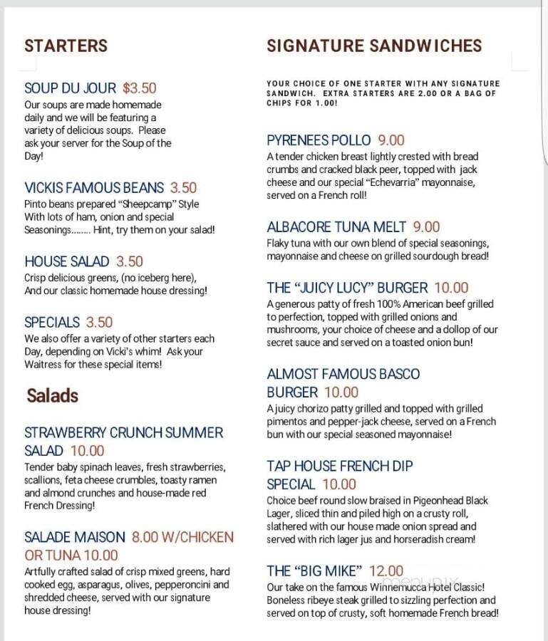 Cheers - Winnemucca, NV menu_pic