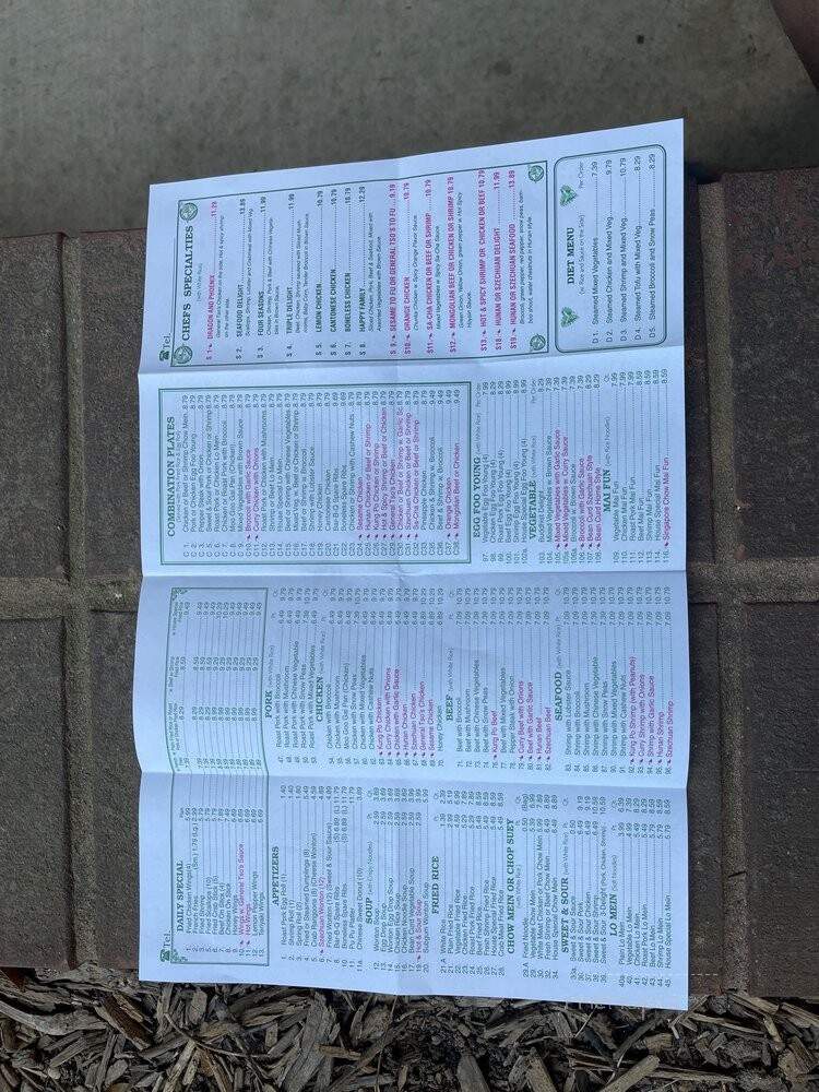 No 1 China - Greenville, SC menu_pic