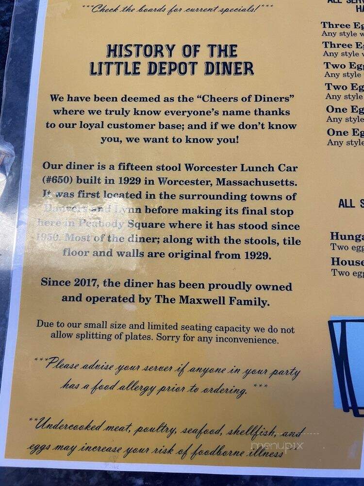 Little Depot Diner - Peabody, MA menu_pic