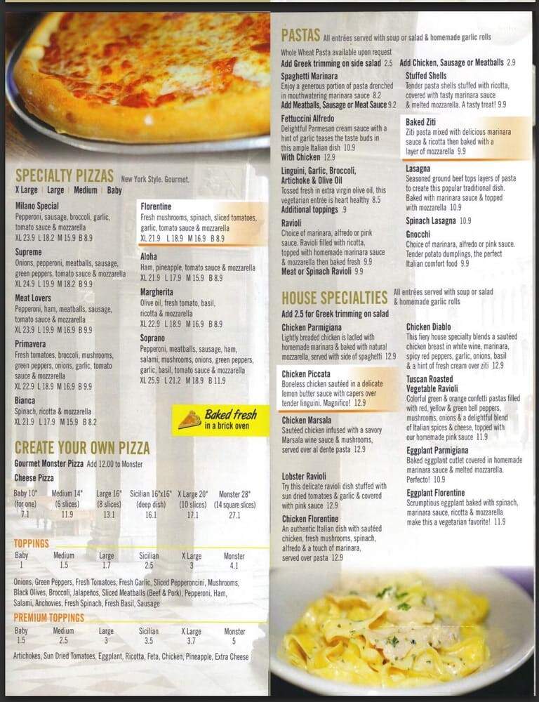 Milano Pizzeria - Tallahassee, FL menu_pic