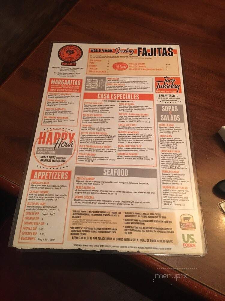 Don Gallo Mexican Grill - Knoxville, TN menu_pic