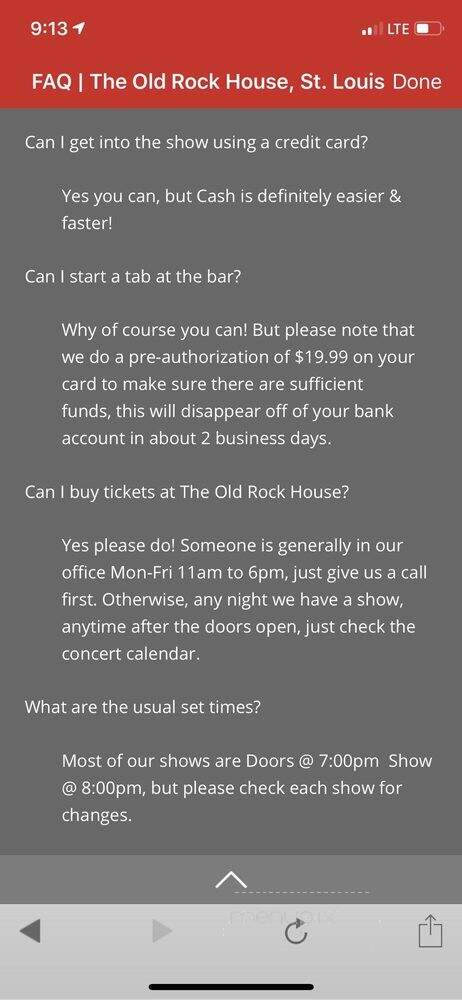 Old Rock House - Saint Louis, MO menu_pic