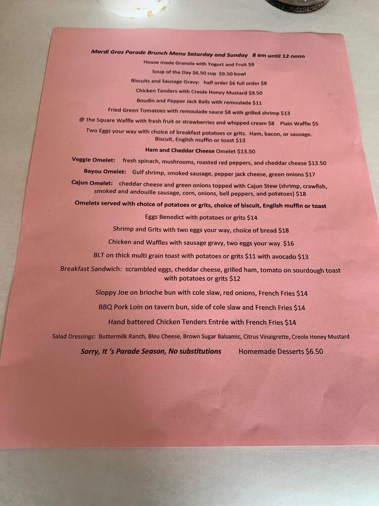Cafe at the Square - New Orleans, LA menu_pic