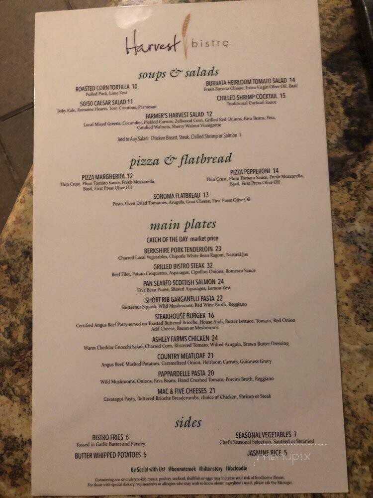 Harvest Bistro - Orlando, FL menu_pic