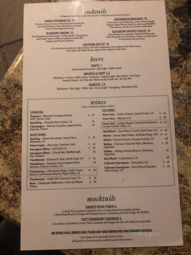 Harvest Bistro - Orlando, FL menu_pic