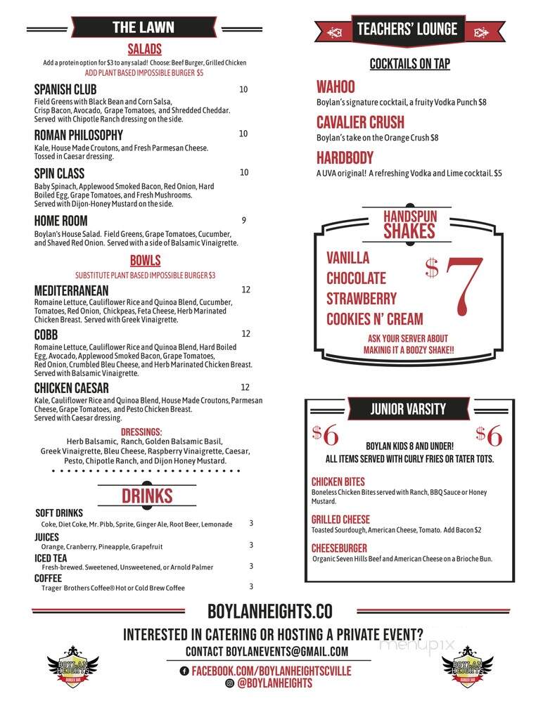 Boylan Heights - Charlottesville, VA menu_pic