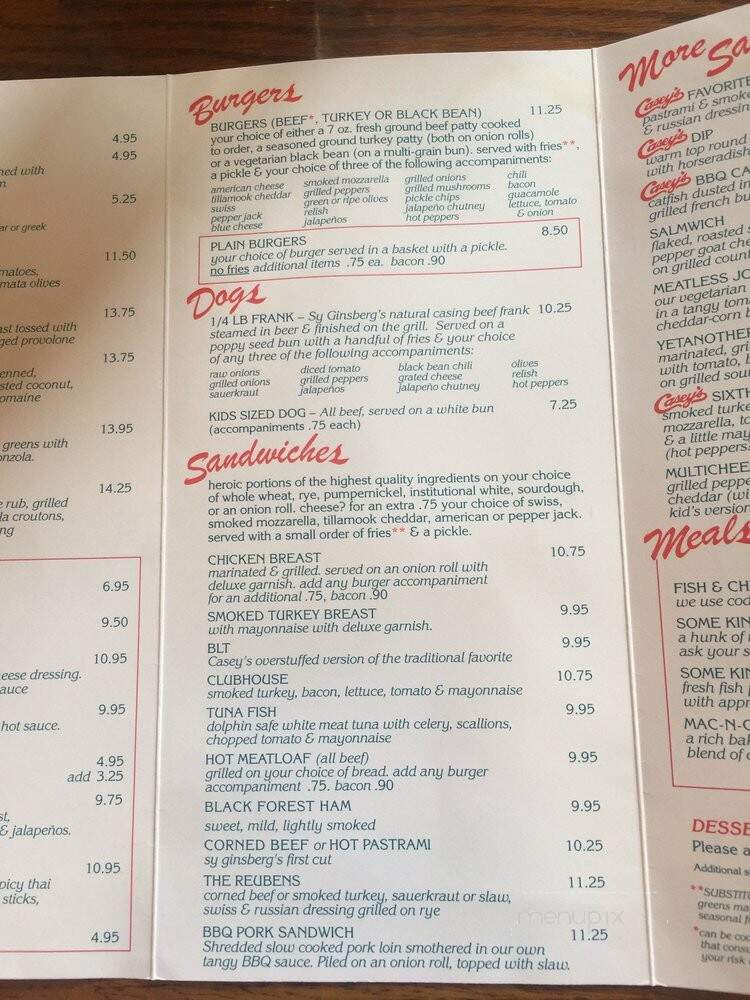 Casey's Tavern - Ann Arbor, MI menu_pic