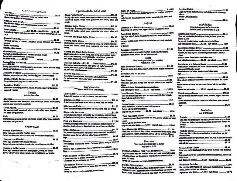 La Cabana Mexican Restaurant - Pinckneyville, IL menu_pic