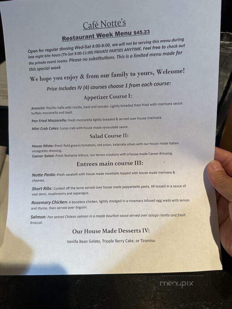 Cafe Notte - Pittsburgh, PA menu_pic
