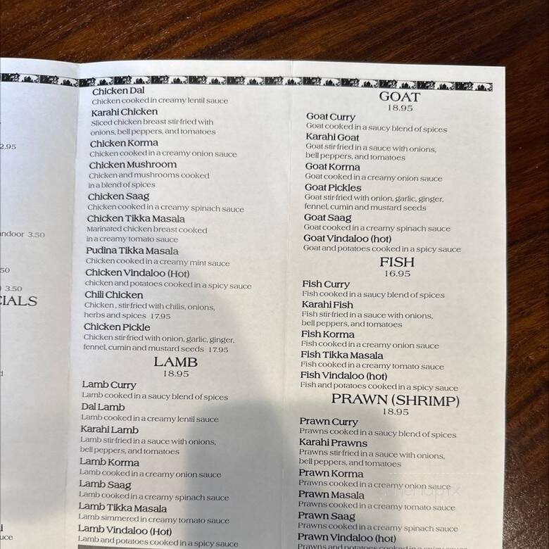 Taj Palace - Chesterfield, MO menu_pic