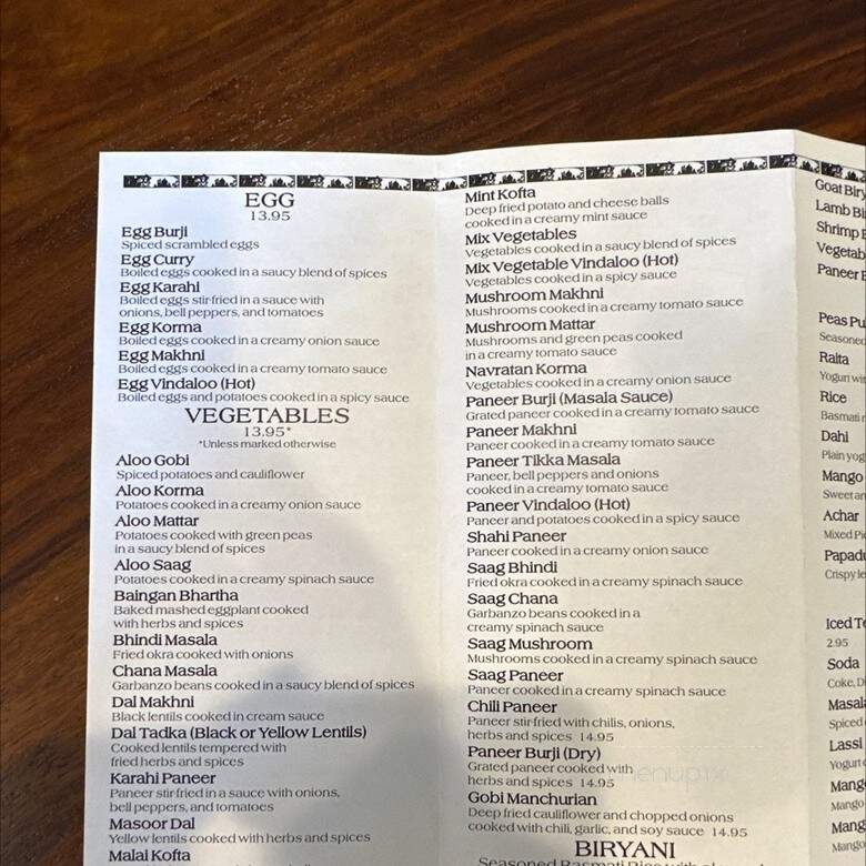 Taj Palace - Chesterfield, MO menu_pic