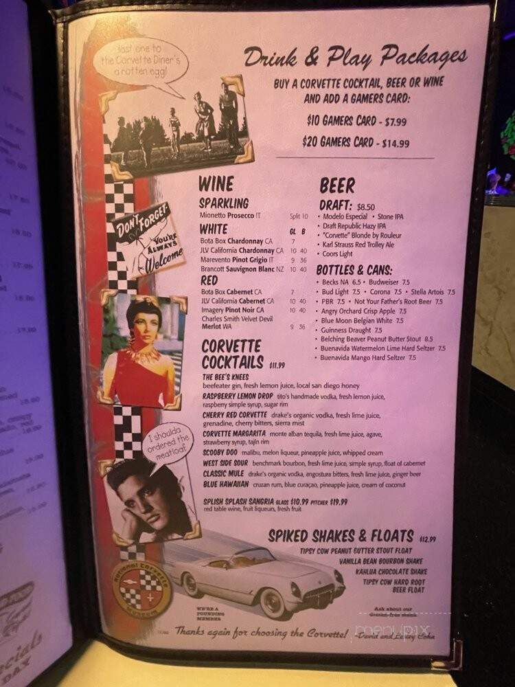 Corvette Diner - San Diego, CA menu_pic