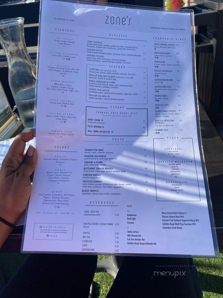 Zane's Restaurant - Hermosa Beach, CA menu_pic