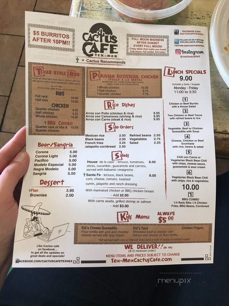 Cactus Cafe - Medford, NY menu_pic