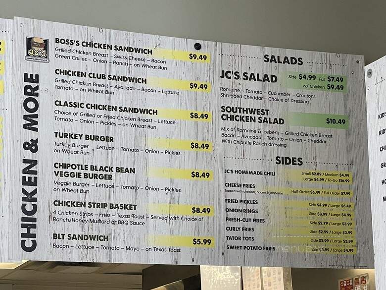 JC's Burger House McKinney - McKinney, TX menu_pic