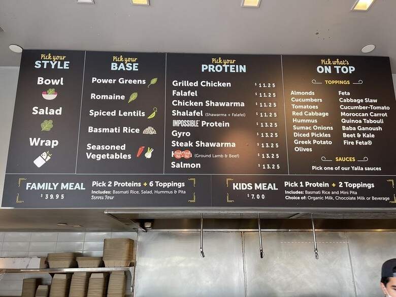 Yalla Mediterranean - Burbank, CA menu_pic